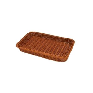 PL024 Plastic wicker shallow oblong tray