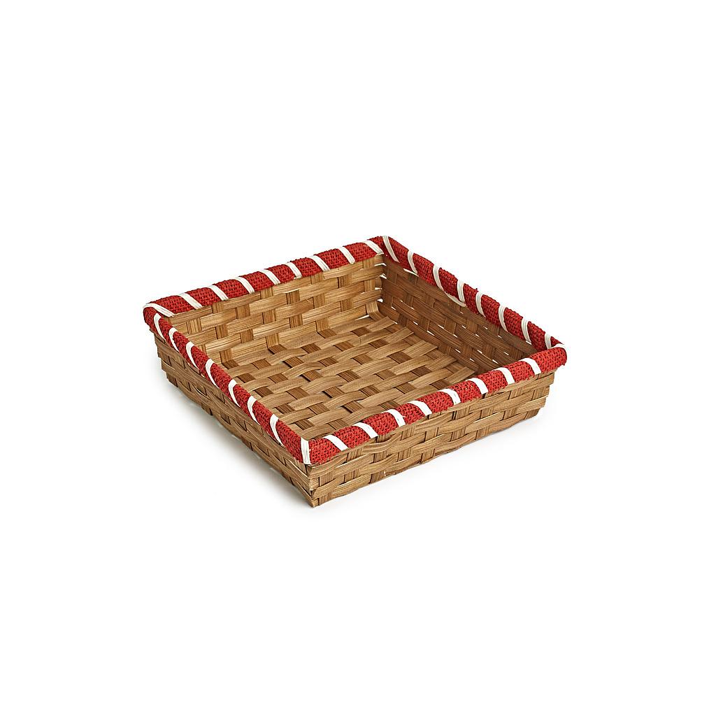 TR230 - Square Bamboo Tray with Red Border 1 TR230 Square bamboo tray with red border