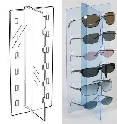 PS9297 - Sunglass Display - Flat Pack - Freestanding: Blue - 180mm (W) x 415mm (H) x 100mm (D) 1 PS9297 - Sunglass Display - Flat Pack - Freestanding: Blue