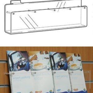 SL1712 - 4 Section Leaflet Dispenser - Slat Fix: A4 Port - 910mm (W) x 240mm (H) x 48mm (D)