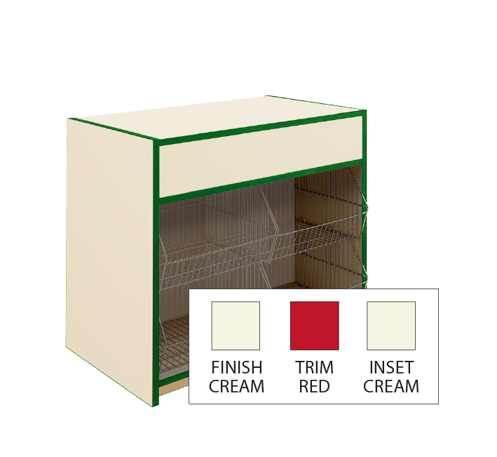 300 Series Crisp Counter - L100cm - Natural Cream & Cream Inset Panel with Red Trim 1 300 Series Crisp Counter - L100cm -Natural Cream & Cream Inset Panel with Red Trim