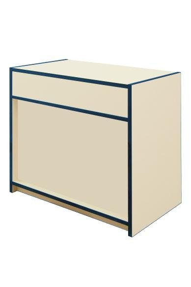 300 Series Cash & Wrap Counter - L100cm - Grey With Blue Trim & Oak Inset Panel 1 300 Series Cash & Wrap Counter - L100cm -Grey With Blue Trim & Oak Inset Panel