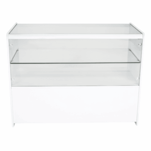 R1505 R1507 Half Glass Showcase Display Counter - White - Front View