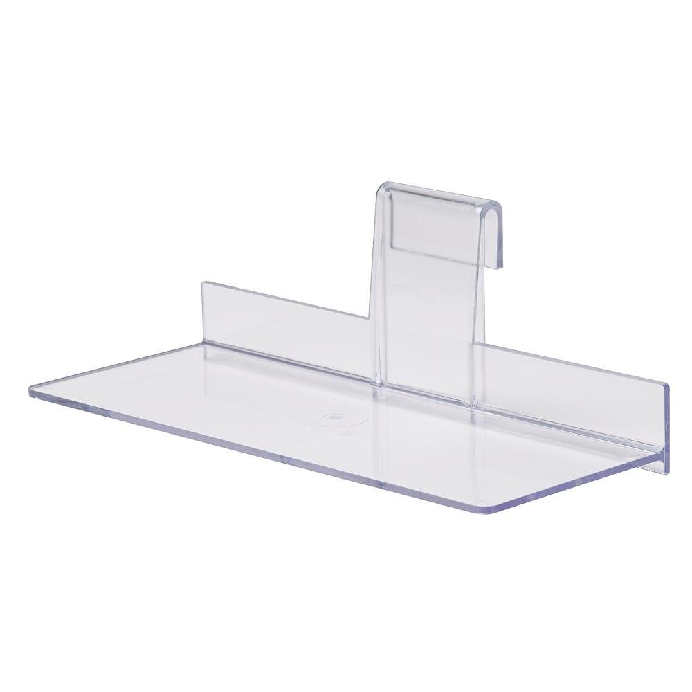 R1709 - Clear Acrylic Shoe Shelf for Gridwall - 250mm x 100mm - 10" x 4" 1 R1709 Gridwall Shoe Shelf