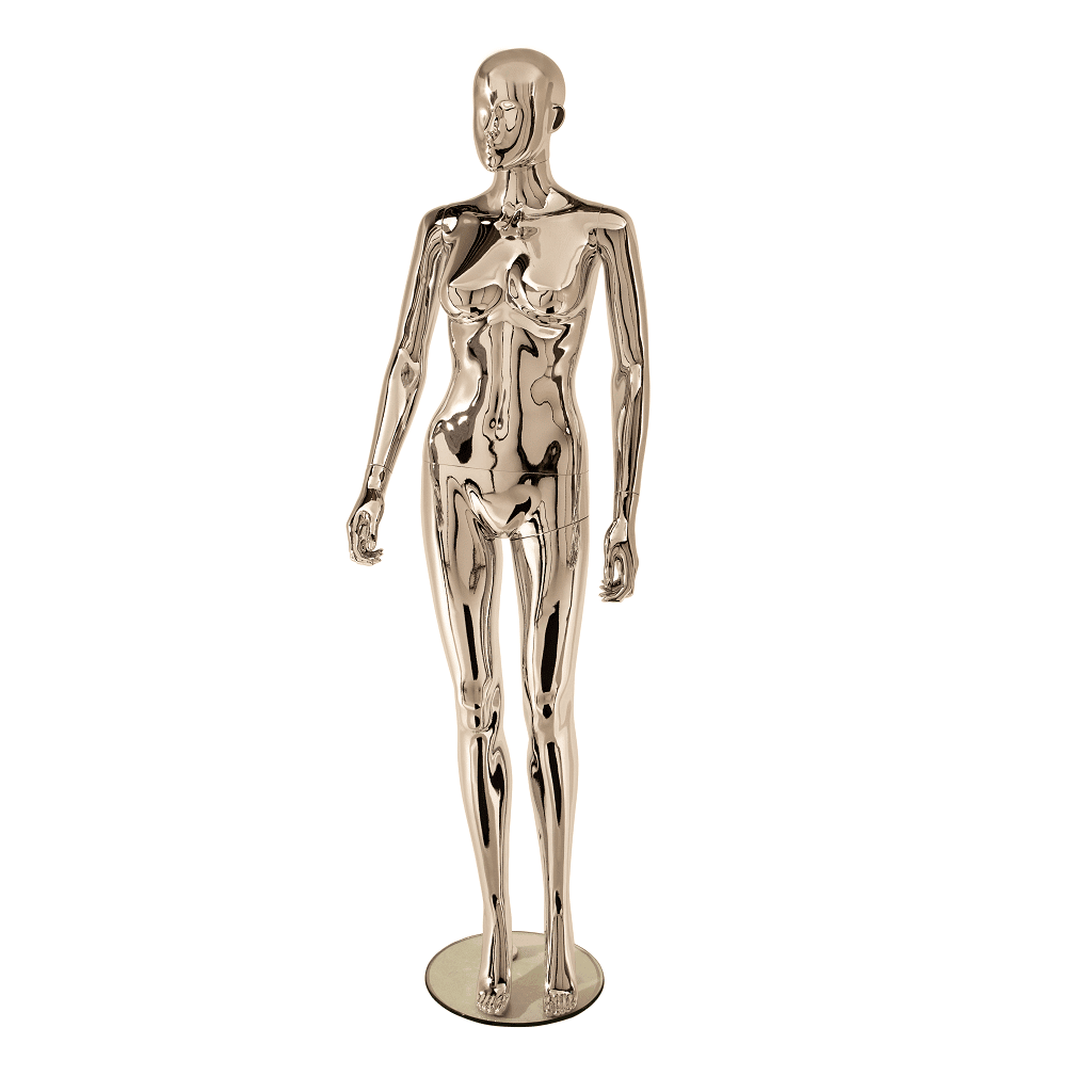 R315 Female Mannequin - Abstract Head - Chrome 1 R315 Female Abstract Mannequin Chrome