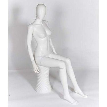 R316 Female Sitting Mannequin - Egg Head - Matt White 2 R316 Female Full Body Sitting Mannequin Egg Head - Matt White