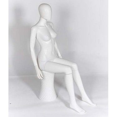 R316 Female Sitting Mannequin - Egg Head - Matt White 1 R316 Female Full Body Sitting Mannequin Egg Head - Matt White