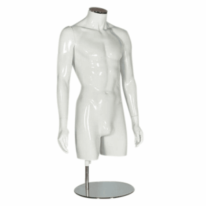 R376 Male Torso 3/4 Body With Arms - Matt White
