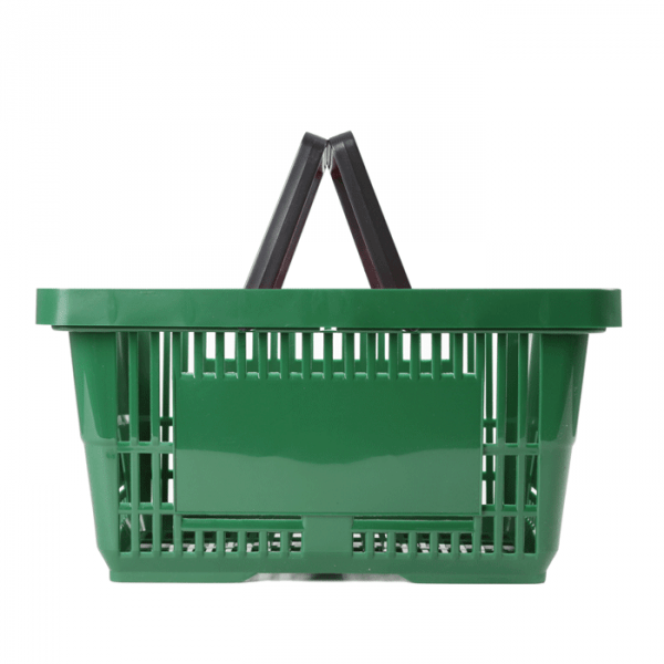 R211-PK10 - 21 Litre Plastic Shopping Baskets - Green - Pack of 10 1 Plastic Shopping Baskets