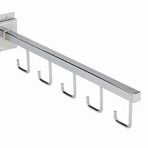 R509 - 5 Hook Straight Display Arm for Slatwall - 410mm / 16"