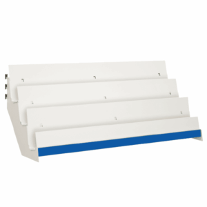 Tiered Shelves for Magazines etc to suit Evolve S50i and other 50mm pitch shop shelving systems