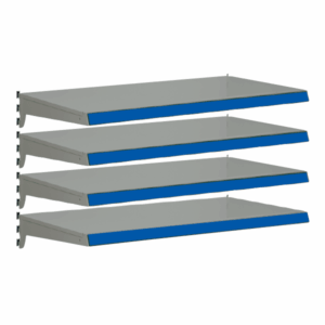 Pack of 4 complete heavy duty shelves for Evolve S50i - Silver & Blue