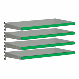 Pack of 4 complete heavy duty shelves for Evolve S50i - Silver & Green