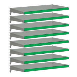 Pack of 8 complete heavy duty shelves for Evolve S50i - Silver & Green