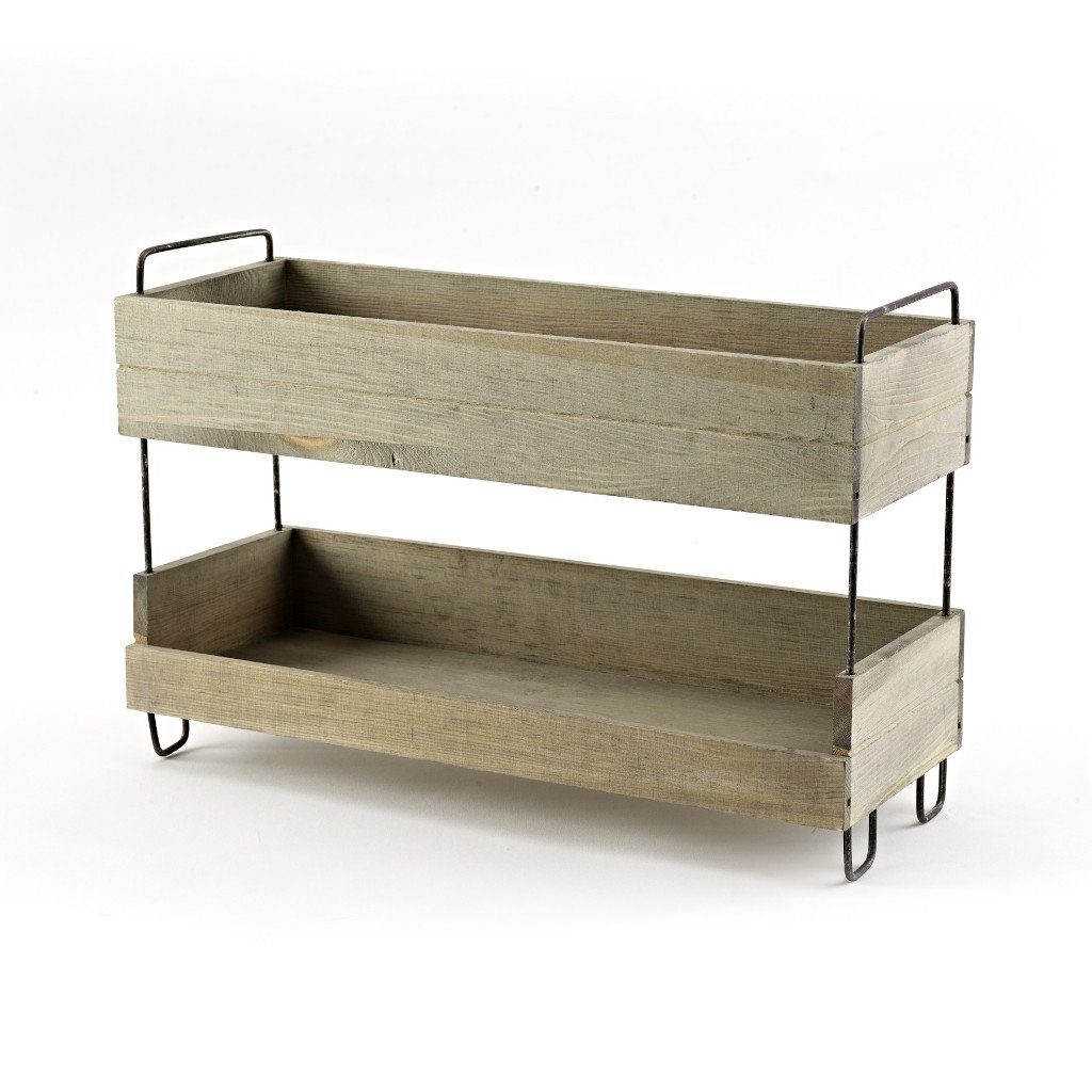 SP324 - Narrow 2 Tier Wood & Wire Stand 1 SP324 Narrow Tiered Display Stand