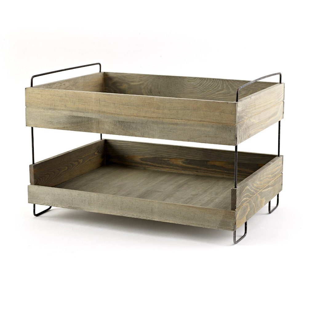 SP325 - 2 Tier Wood & Wire Stand 1 SP325 Tiered Display Stand