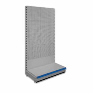 Pegboard shop shelving bays - Silver 9006 & Blue
