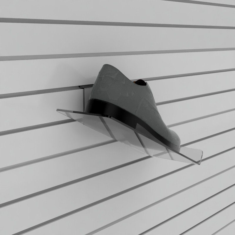 SL1802 - Sloping Side Facing Shoe Display - Slat Fix: 100mm (W) x 275mm (D) 1 SL1802 - Sloping Side Facing Shoe Display - Slat Fix: 100mm (W) x 275mm (D)