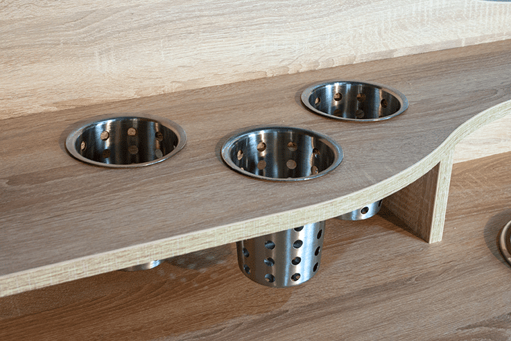 Coffee Station - Oak 7 Oak Coffee Station - Cutlery Containers