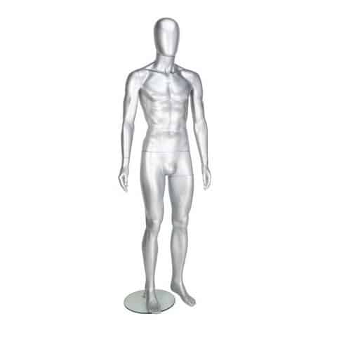 GEM351 Male Mannequin - Egg Head - Gloss Silver 1 GEM351 Male Mannequin - Egg Head - Gloss Silver