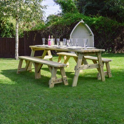 Oakham Rounded Picnic Table And Bench Set 1 Oakham Rounded Picnic Table And Bench Set