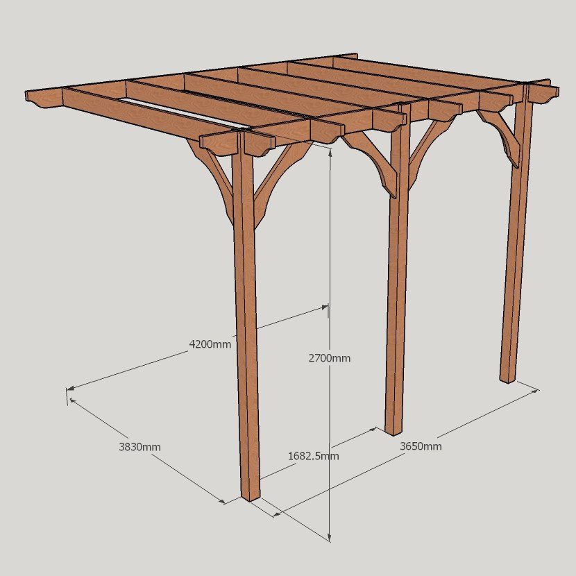 Premium Lean To Pergola - 3 Post 4 3 Post Premium Lean To Pergola – 4.2m x 4.2m
