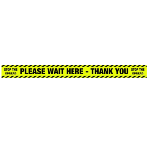 Please Wait Here Socail Distancing Floor Stickers - 1000x85