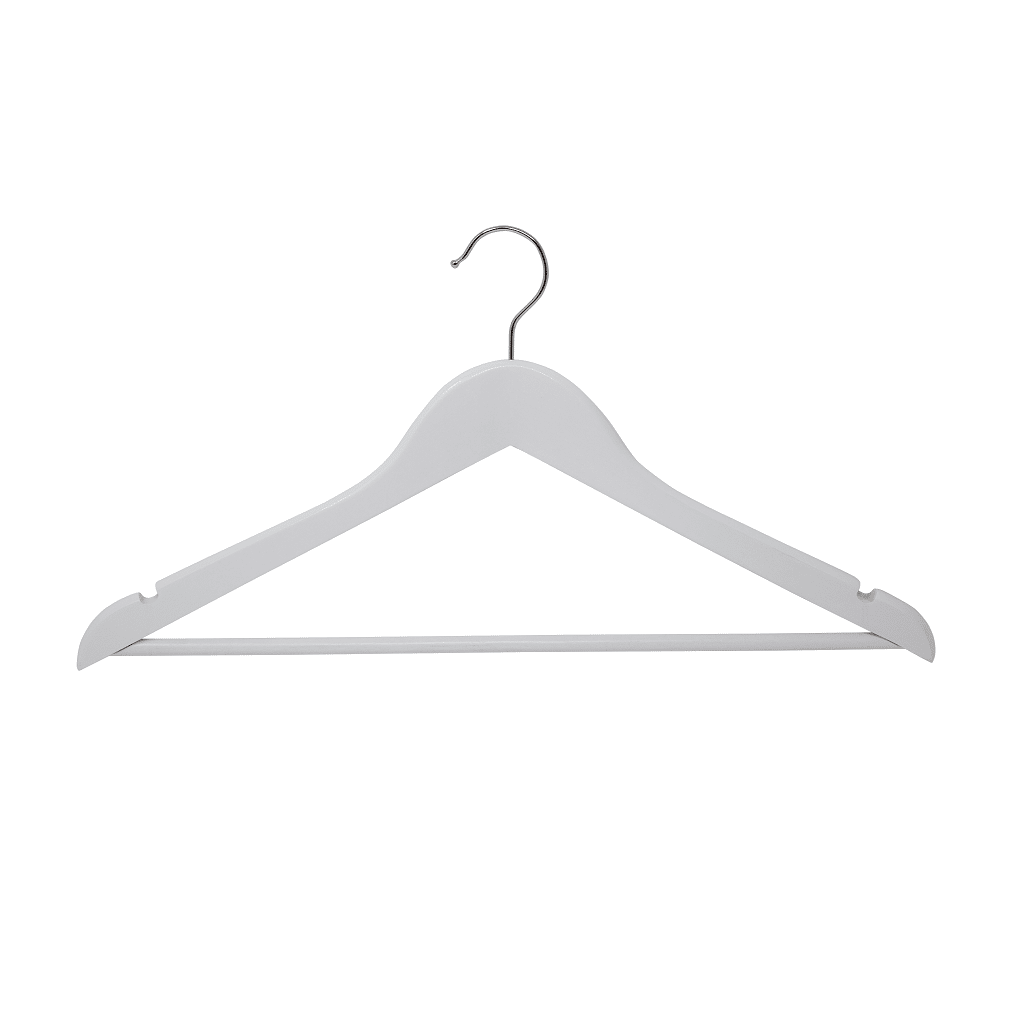 R1007A - Wooden Coat Hanger - White 1 R1007A White Wooden Coat Hangers