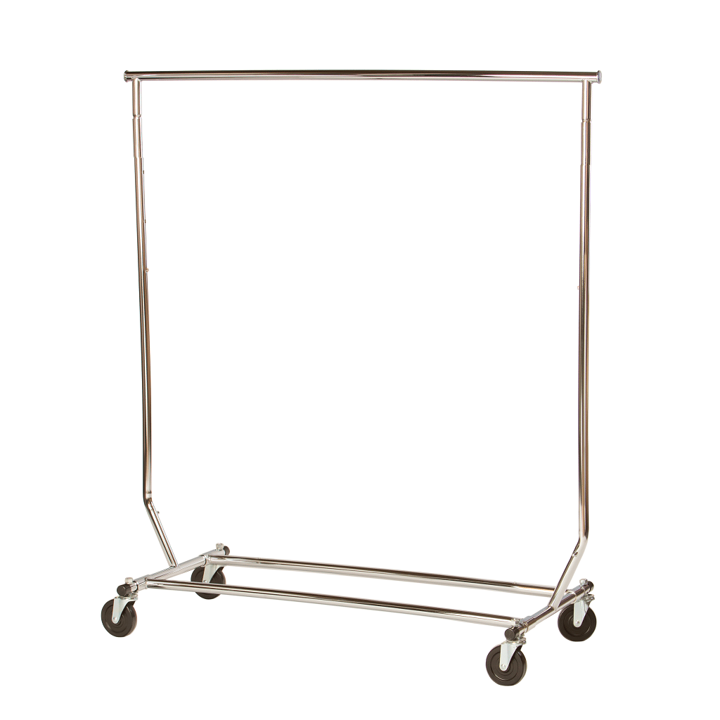 R128 - Collapsible Chrome Garment Rail 1 R128 Chrome Folding Rail - Built