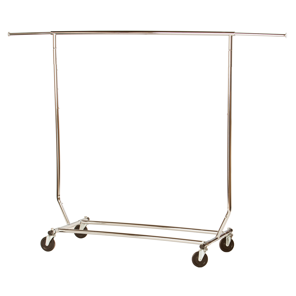 R128 - Collapsible Chrome Garment Rail 2 R128 Chrome Folding Rail - Extended