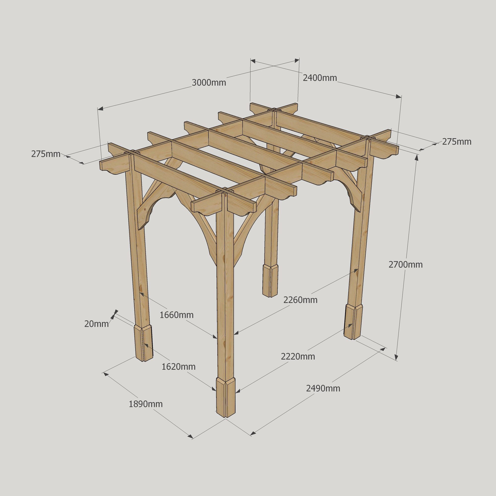 Premium Pergola - 2.4m Wide 15 Premium Pergola - 2400mm x 3000mm - 4 Post
