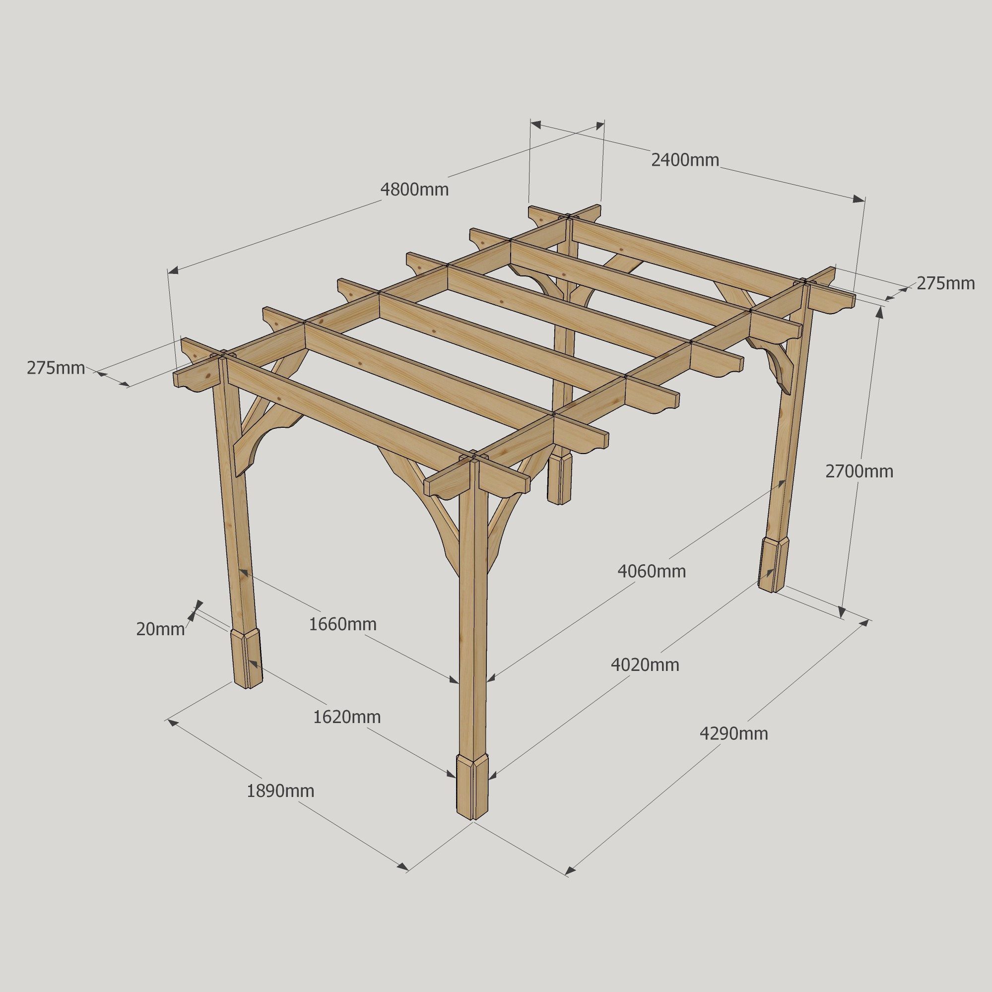 Premium Pergola - 2.4m Wide 19 Premium Pergola - 2400mm x 4800mm - 4 Post