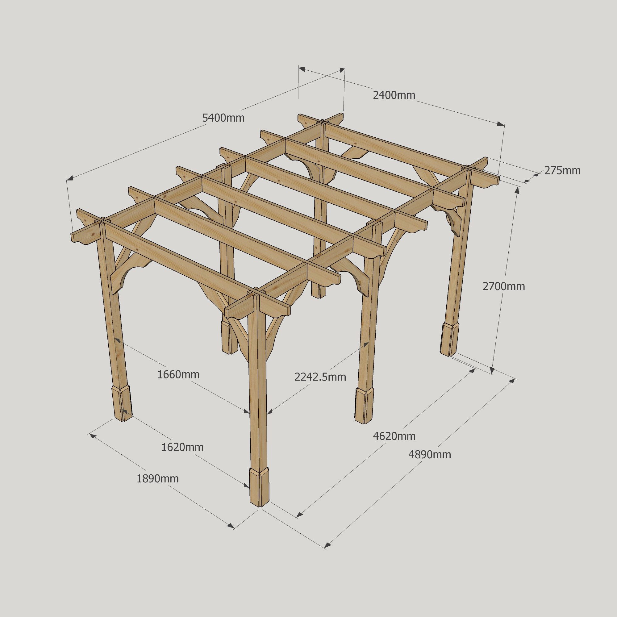 Premium Pergola - 2.4m Wide 21 Premium Pergola - 2400mm x 5400mm - 6 Post