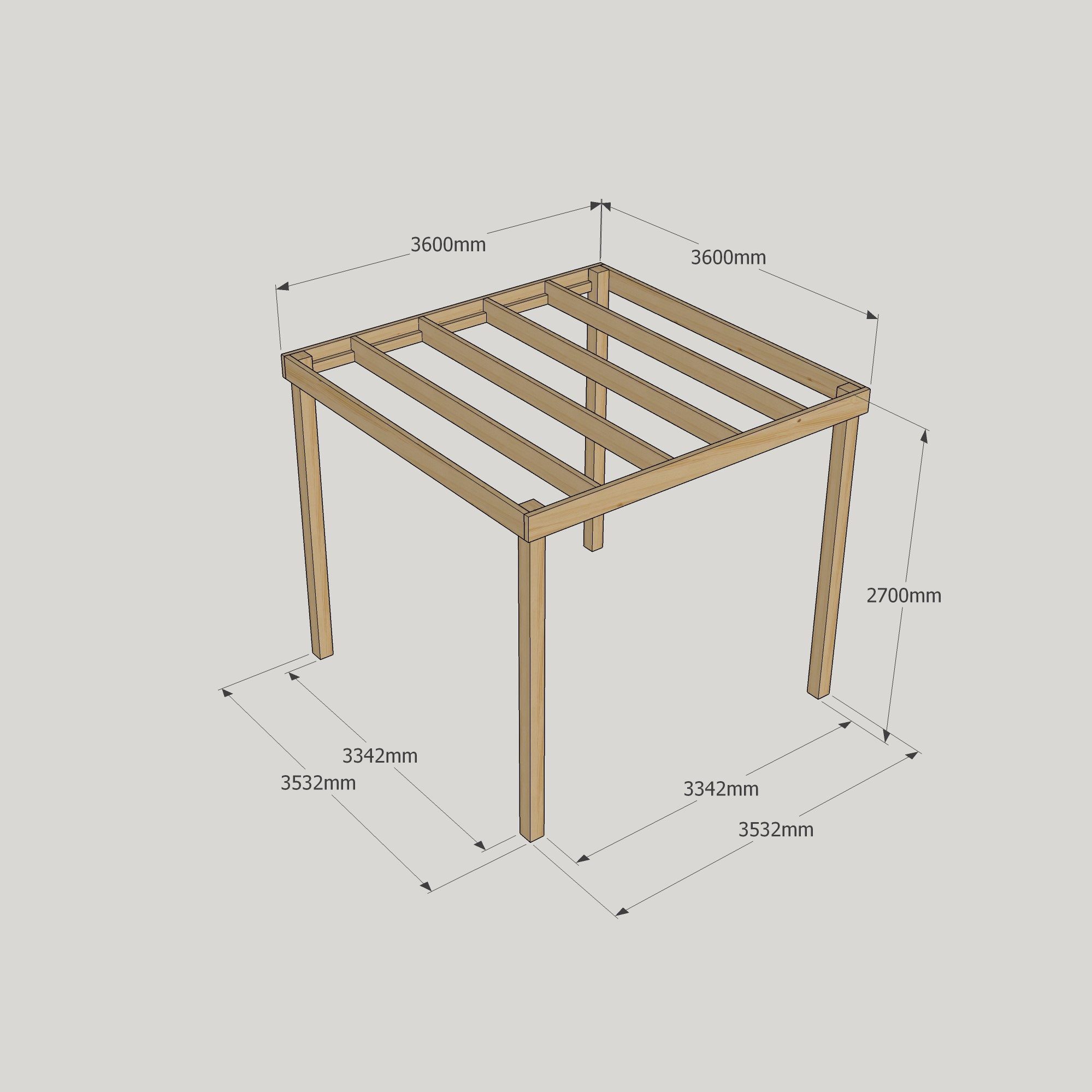 Box Pergola - 3.6m Wide 7 Box Pergola - 3600mm x 3600mm - 4 Post
