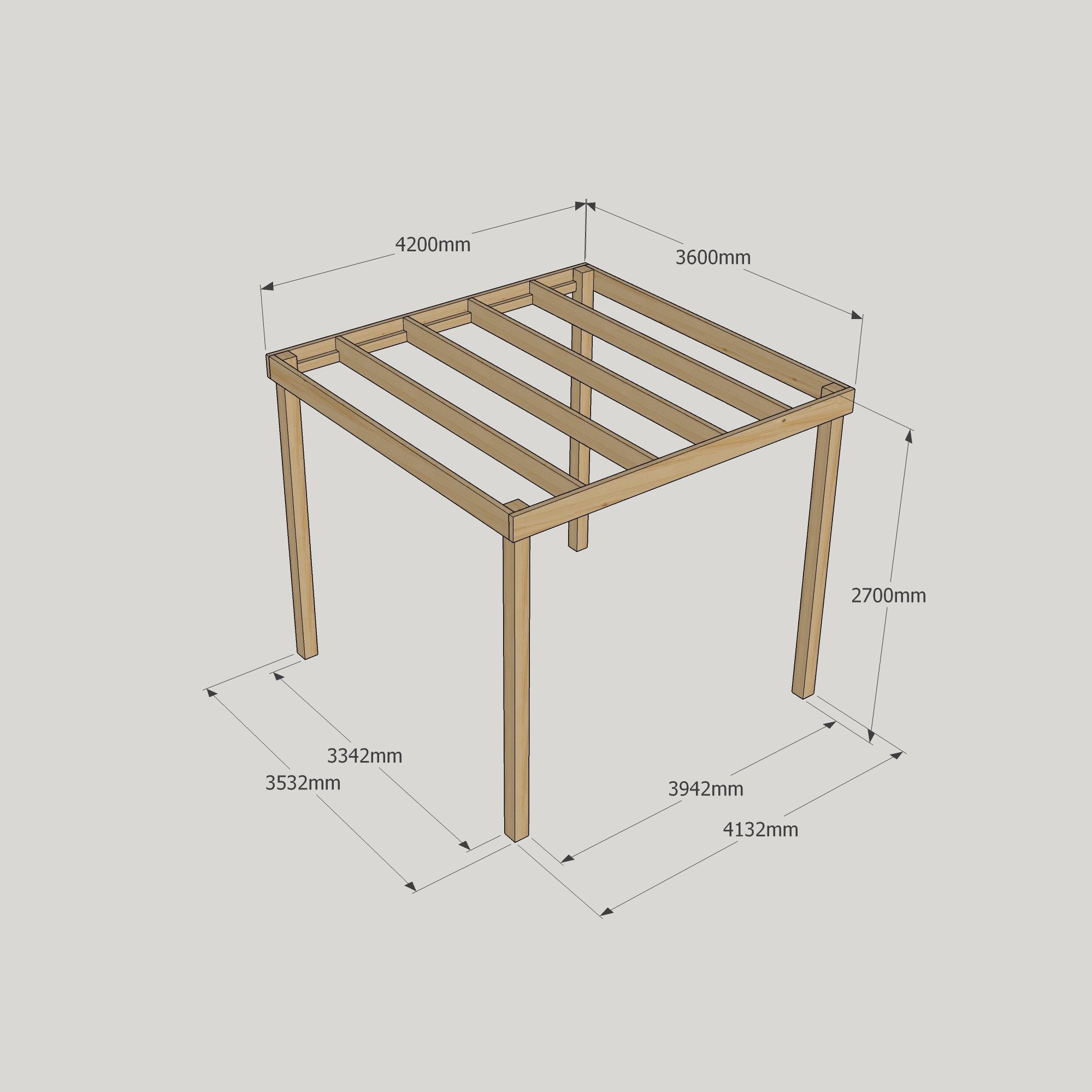 Box Pergola - 3.6m Wide 8 Box Pergola - 3600mm x 4200mm - 4 Post