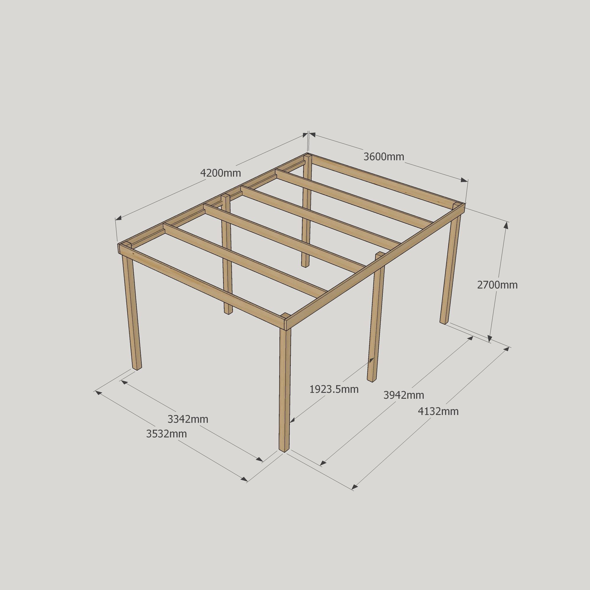 Box Pergola - 3.6m Wide 9 Box Pergola - 3600mm x 4200mm - 6 Post