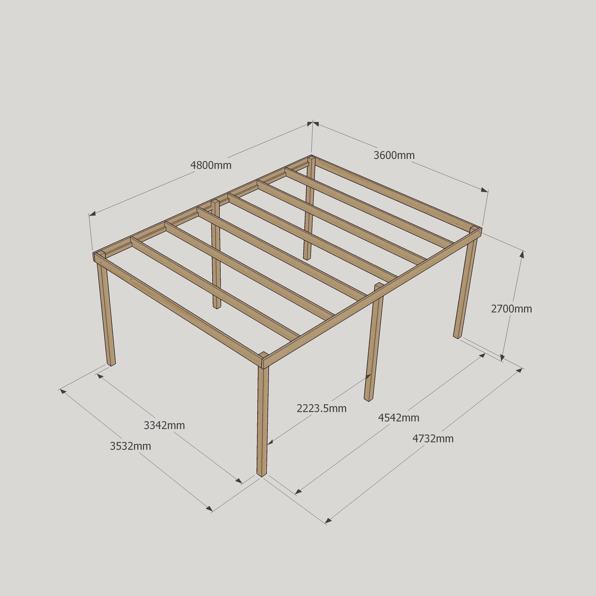 Box Pergola - 3.6m Wide 11 Box Pergola - 3600mm x 4800mm - 6 Post