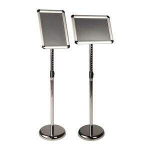 R236 - Floor Standing Snap Frame - A4 Size - Silver with Chrome Stand