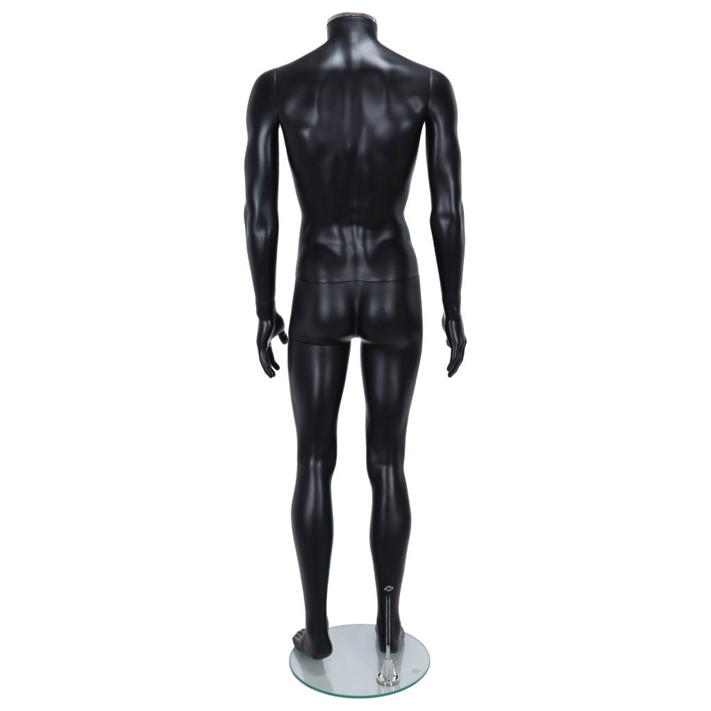 R333B Male Mannequin - No Head - Black Finish 4 R333B Male Headless Mannequin - Black Finish - Back View