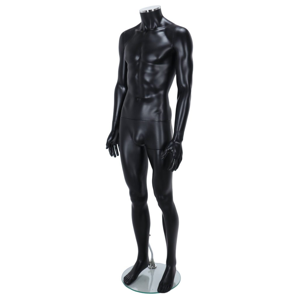 R333B Male Mannequin - No Head - Black Finish 3 R333B Male Headless Mannequin - Black Finish - Front Left View