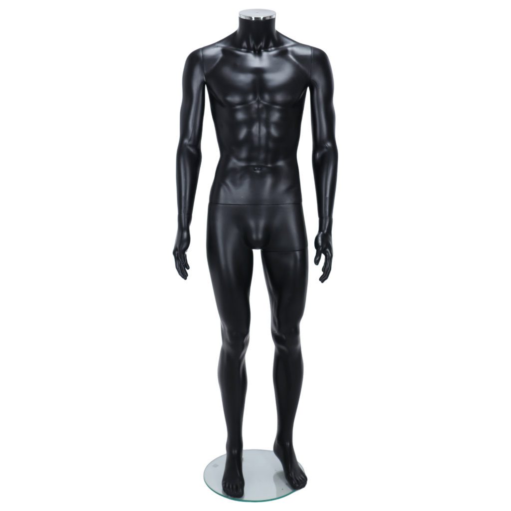R333B Male Mannequin - No Head - Black Finish 2 R333B Male Headless Mannequin - Black Finish - Front View