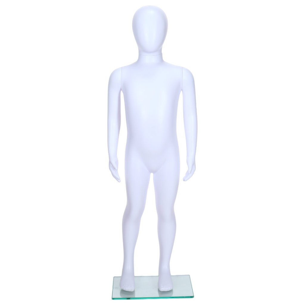 R343 Child Mannequin - Egg Head - White Finish - 1000mm Tall 2 R343 Child Mannequin - 1000mm Tall - Egg Head - White Finish - Front View