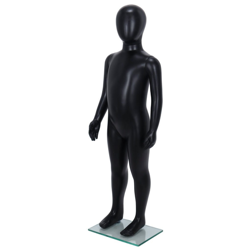 R343B Child Mannequin - Egg Head - Black Finish - 1000mm Tall 3 R343B Child Mannequin - 1000mm Tall - Egg Head - Black Finish - Front Left View