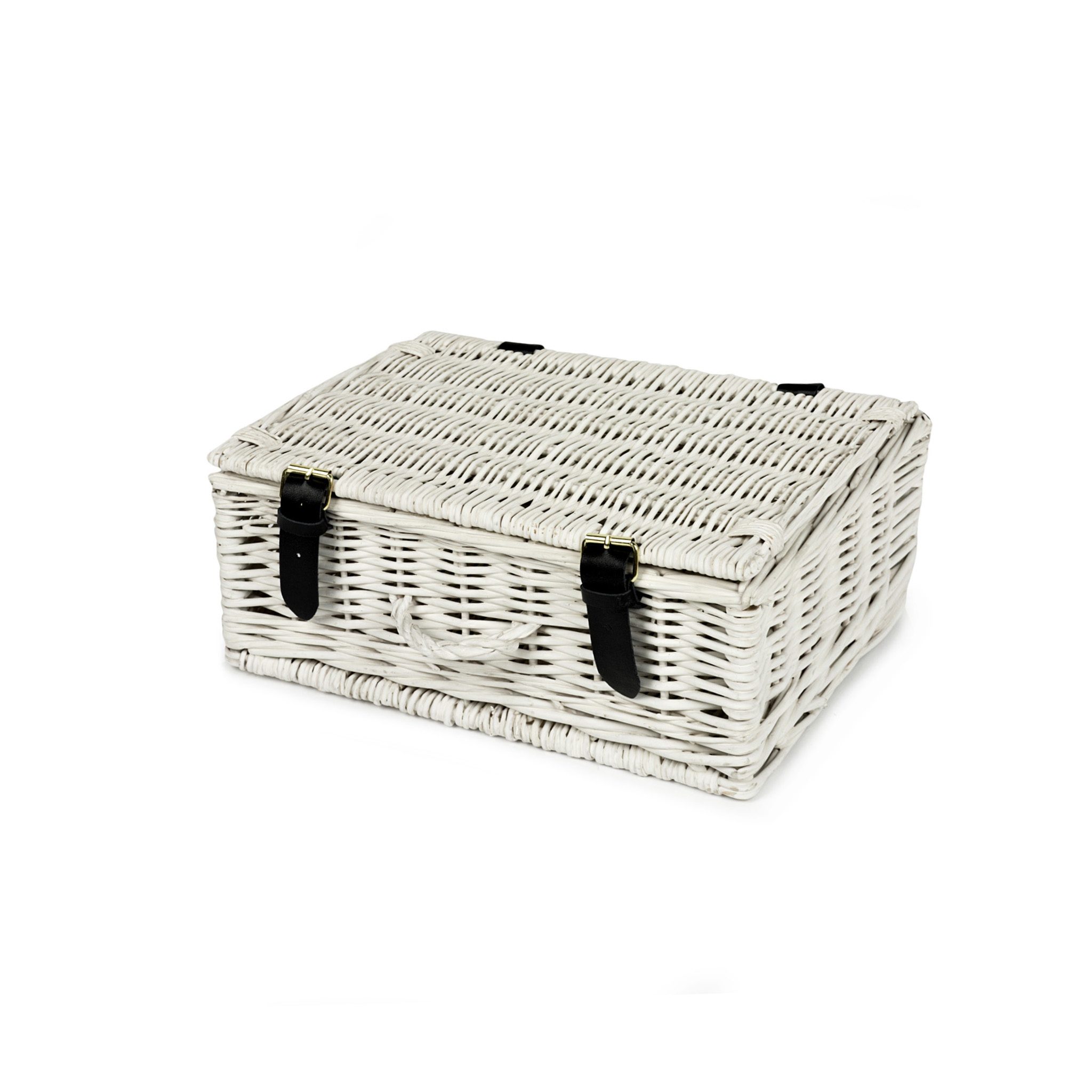 HA074 - 12 Inch Wicker Hamper Basket - White 1 HA074 - 12 Inch Wicker Hamper Basket - White