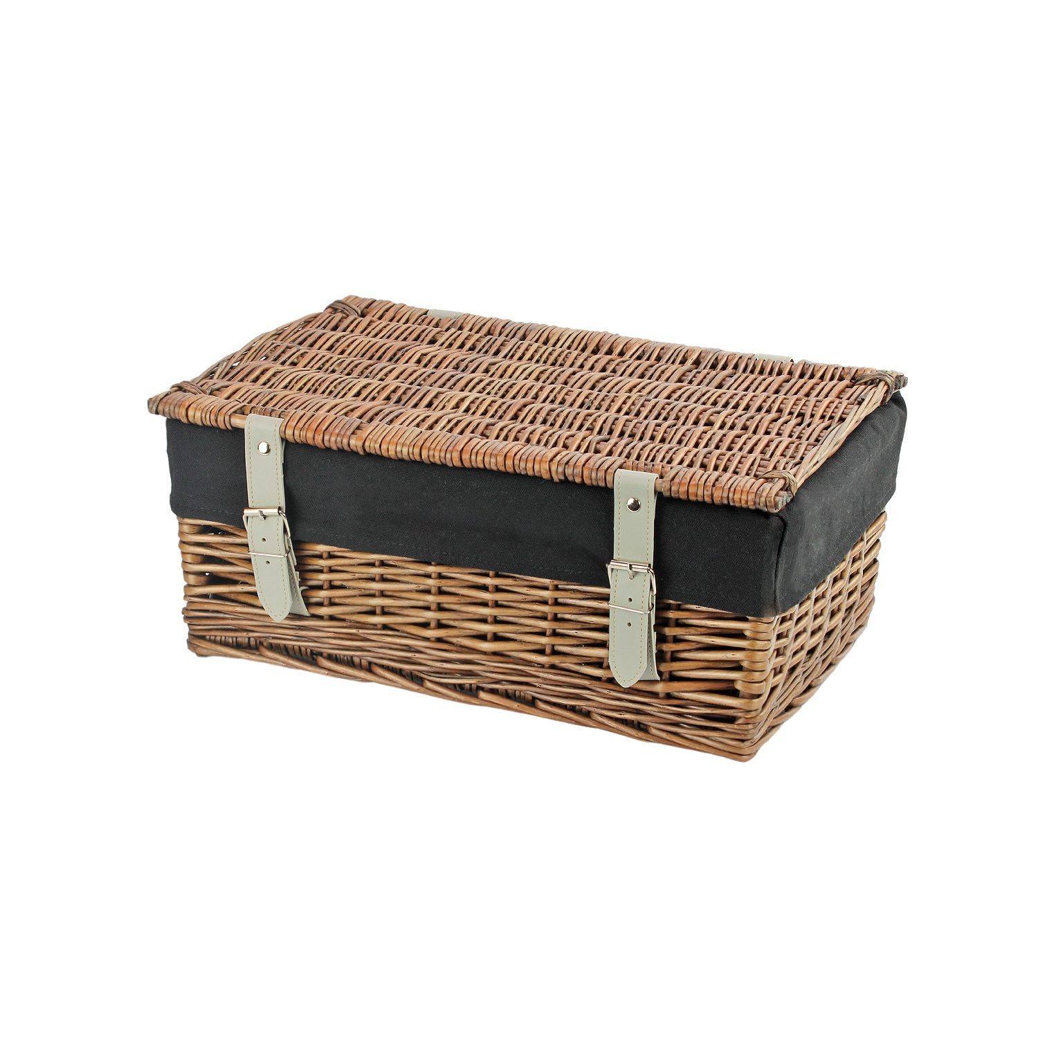 KT166B - 16 Inch Bronzed Wicker Hamper Basket & Black Liner 1 KT166B - 16 Inch Bronzed Wicker Hamper Basket & Black Liner