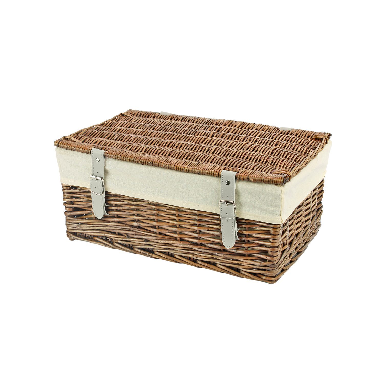 KT166N - 16 Inch Bronzed Wicker Hamper Basket & Liner 1 KT166N - 16 Inch Bronzed Wicker Hamper Basket & Liner