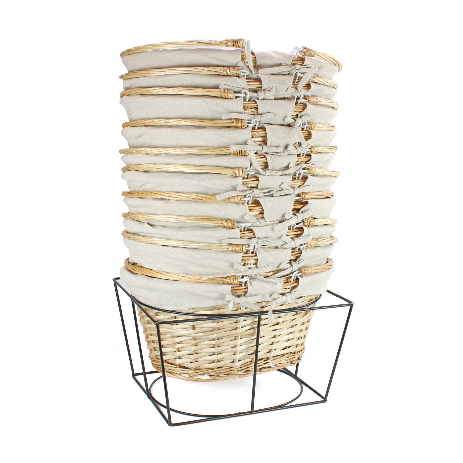 KT717 - 10 Large Shopping Baskets & Metal Stand - Light 1 KT717 - 10 Large Shopping Baskets & Metal Stand - Light