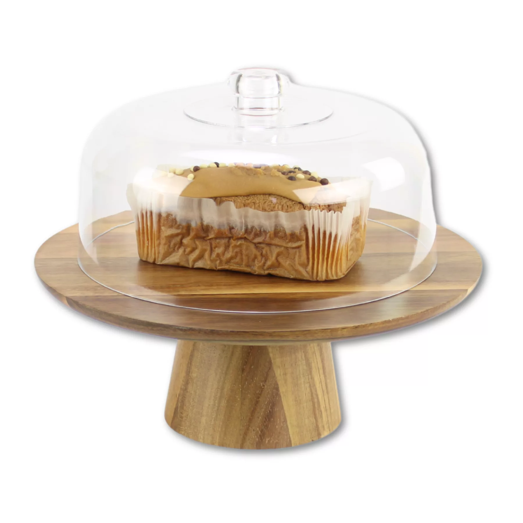 KT699 - Acacia Cake Stand and Lid - Set 1 2 KT699 - Acacia Cake Stand and Lid Set 1 - shown with cake