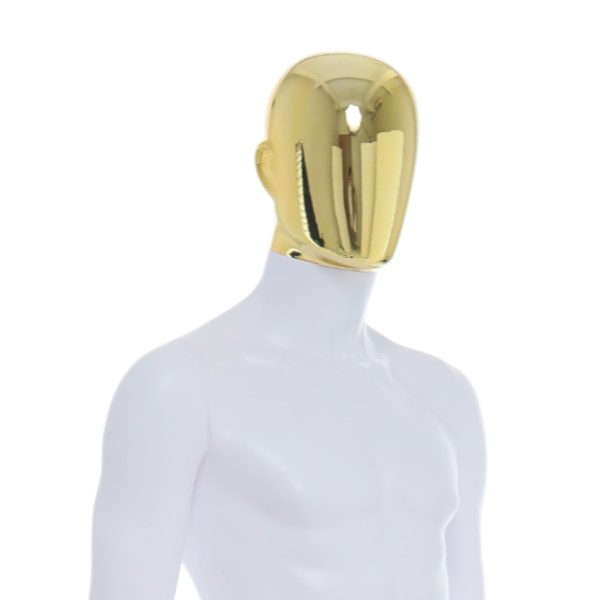 R357GD Male Mannequin - White Finish with Gold Head 7 R357GD - Mens Mannequin - White with Gold Head
