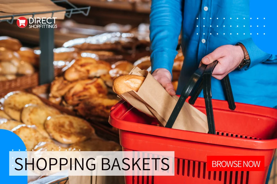 Shopping Baskets as used by UK's leading retailers - choose from plastic shopping baskets, wheeled trolley baskets and wicker shopping baskets